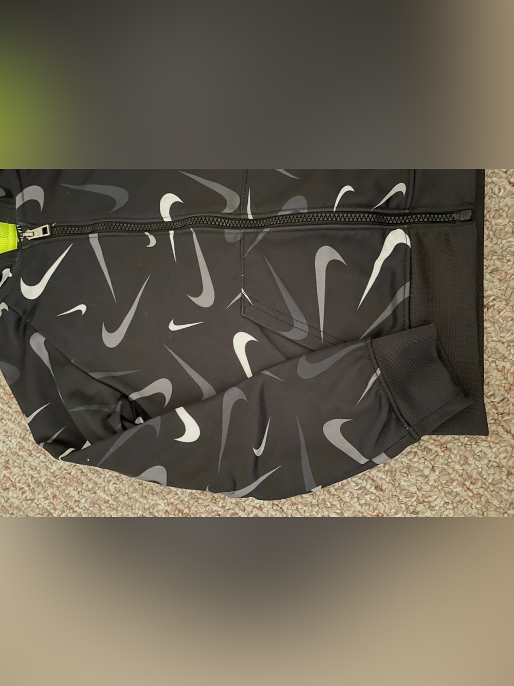 Nike Kids Black & Lime Green Swoosh Hoodie with Gray & Black Joggers - Picture 15 of 16